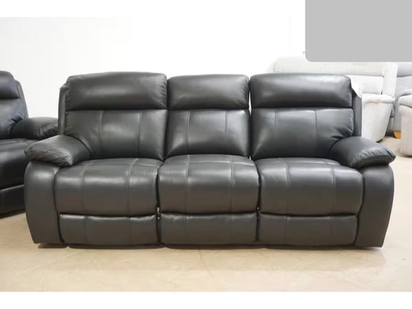Furniture Village Moreno Black Leather Power Recliner 3 & 3 Seater Sofa Set2
