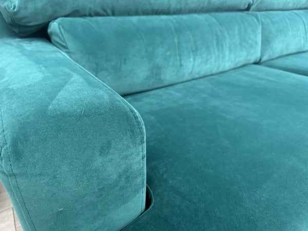 Furniture Village Lounge Co Romilly Teal Velvet Fabric 4 Seater Sofa RRP £21959