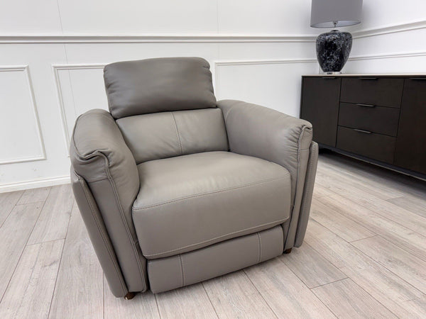 DFS Vixon Power Recliner Armchair Grey Leather + Power Headrest10