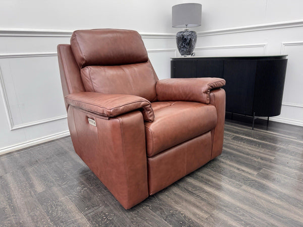 G Plan Thornbury Brown/Chestnut Leather Power Recliner Armchair13