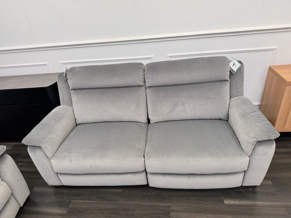 Furniture Village 3+3 Seater Sofa Set Power Recliner Grey Velvet5