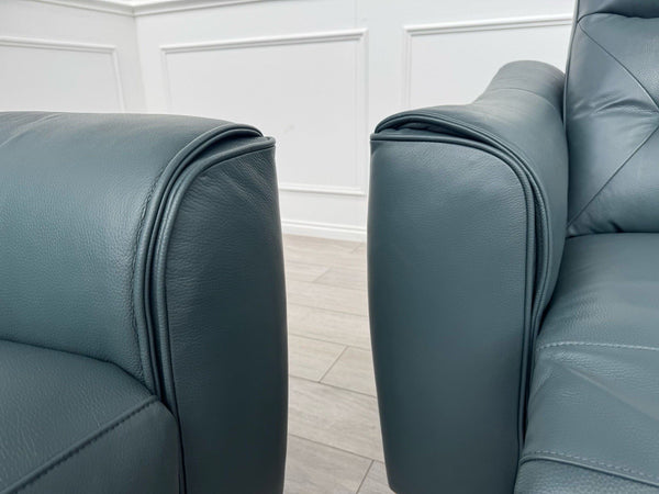 LAZYBOY MONZA STATIC 2 + 3 SEATER POWER RECLINER SOFA SET IN PETROL LEATHER18