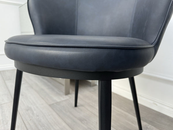 Furniture Village Hela Pair of 2 Navy Faux Leather Dining Chairs10