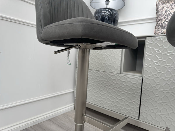 Furniture Village Grigio Pair of 2 Grey Suede Swivel Barstools Chairs8