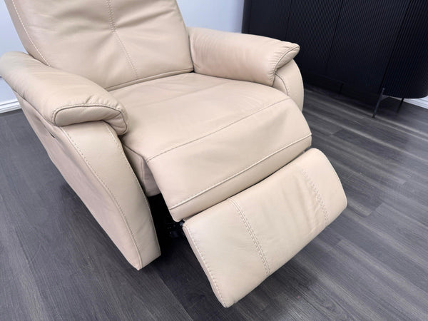 Furniture Village Rowen Beige Leather Armchair Power Recliner+Swivel+Rocking12