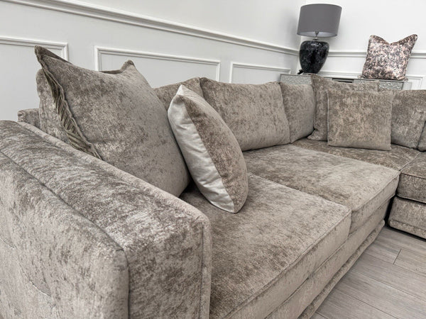 Sofology Midas Grey Fabric Corner Sofa Full Back With Scatter Cushions8