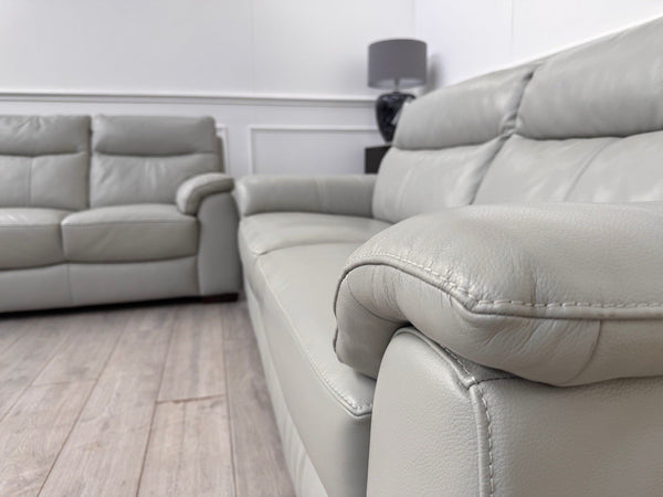 Furniture Village Grey Genuine Leather Sofa 3 & 3 Seater Sofa Set14