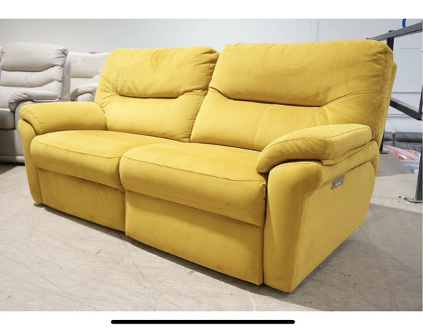 G Plan Seattle 3 Seater Sofa Power Recliner in Mustard Velvet Fabric 0