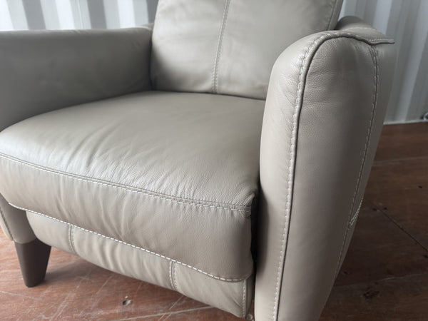 Furniture Village Petit Light Grey Leather Power Recliner Armchair 10