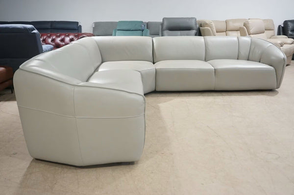 FV silver grey leather XL 3 piece corner group Static Sofa1