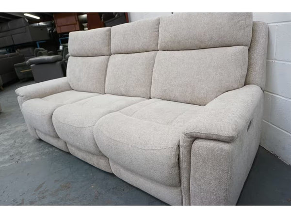 Furniture Village Chilli cream cross weave fabric power recliner 3 seater sofa1