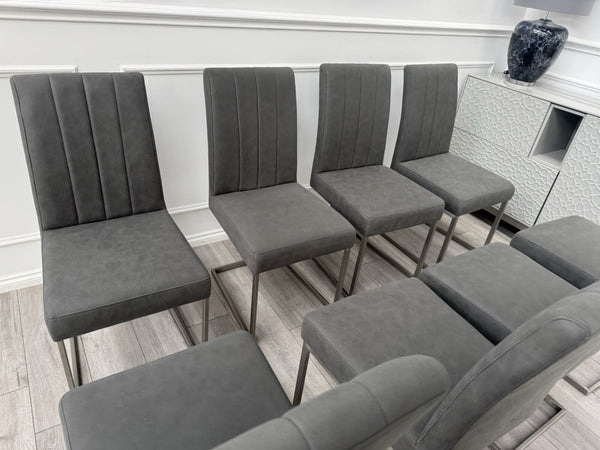 Furniture Village Grigio Set of 8 Grey Suede Dining Chairs9