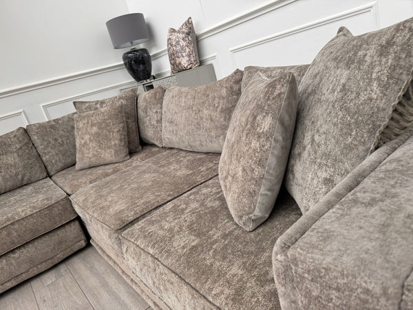 Sofology Midas Grey Fabric Corner Sofa Full Back With Scatter Cushions7