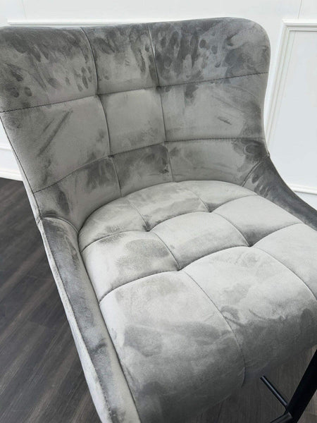 FV Kos Standard Dining Barstool Grey Velvet (Choose Quantity)5