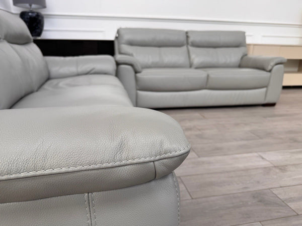 Furniture Village Grey Genuine Leather Sofa 3 & 3 Seater Sofa Set12