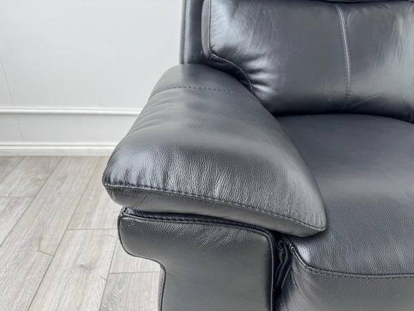 FV Serene Black Leather Power Recliner 3 Seater Sofa Lumbar + Headrest10