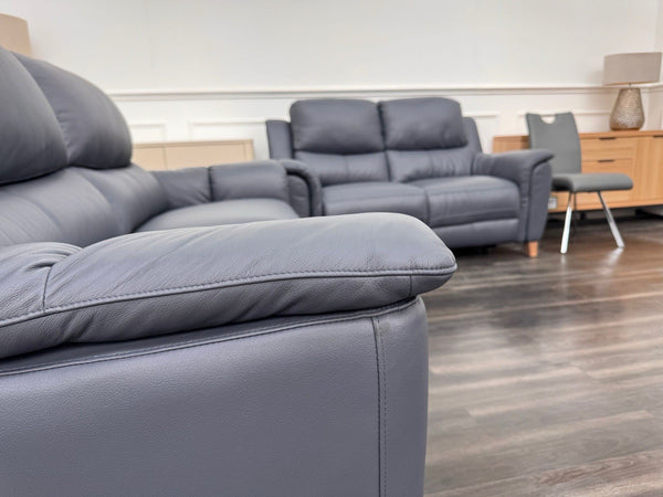 LA Z BOY Vienna Static 3 & Power Recliner 2 Seater Sofa Set Blue Leather21