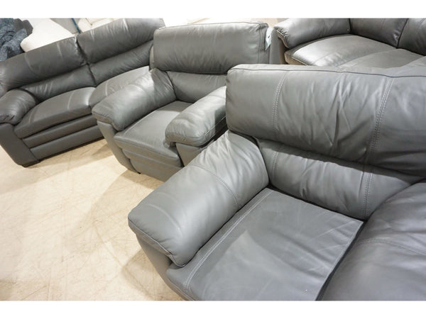 FV Cozee charcoal grey leather fixed back 2.5+1+1 seater sofas Set4