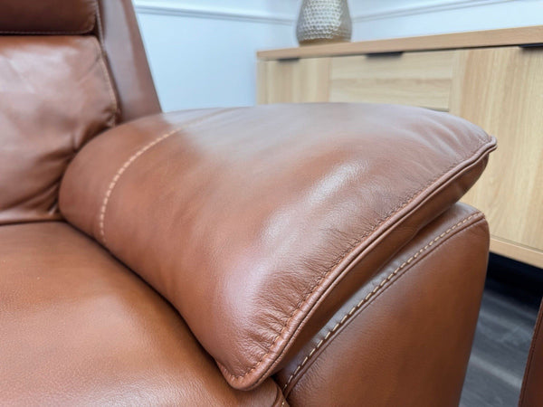 Furniture Village Starlight 3+2 Seater Sofa Set Power Recliner Tan Brown Leather2