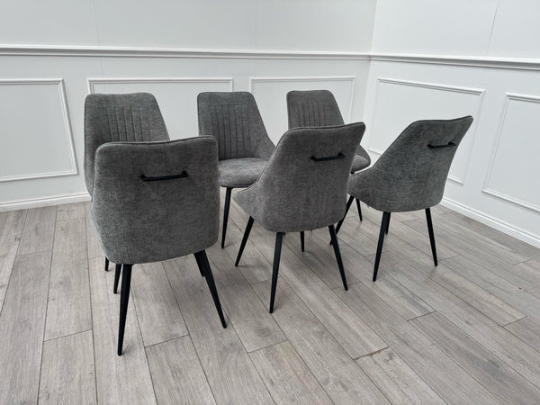 Furniture Village Crete Set Of 6 Swivel Dining Chairs Grey Fabric11