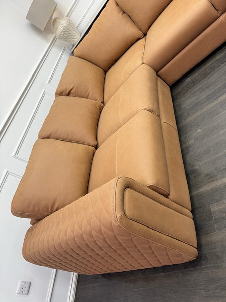 Sofology Tan Brown Leather Symmetrical Corner Sofa (Not Recliner)6