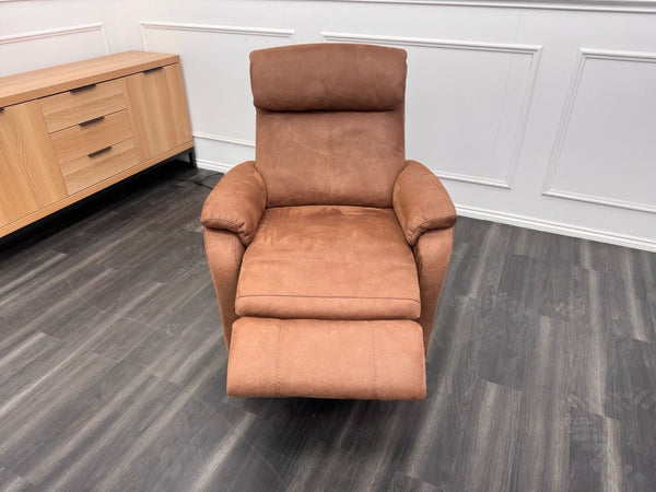 Furniture Village Rowen Brown Fabric Armchair Power Recliner+Swivel+Rocking5