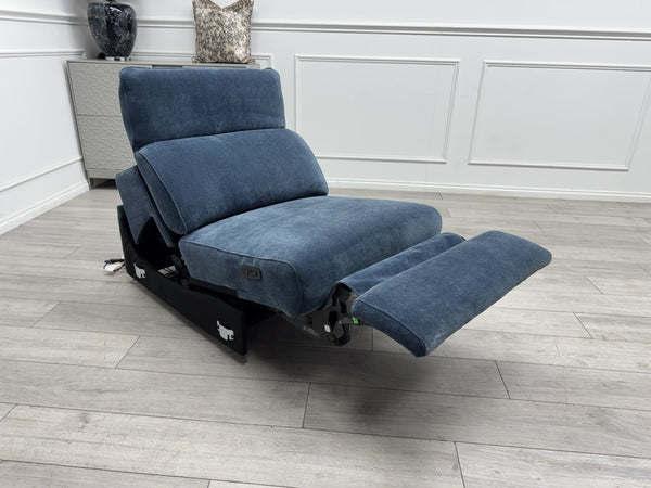 Sofology Plaza Middle Section Power Recliner & Headrest Chenille Denim Blue3