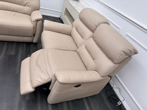 Furniture Village Chicago 3 & 2 Seater Sofa Set Power Recliner Pebble Leather6