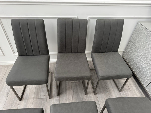 Furniture Village Grigio Set of 6 Grey Suede Dining Chairs8