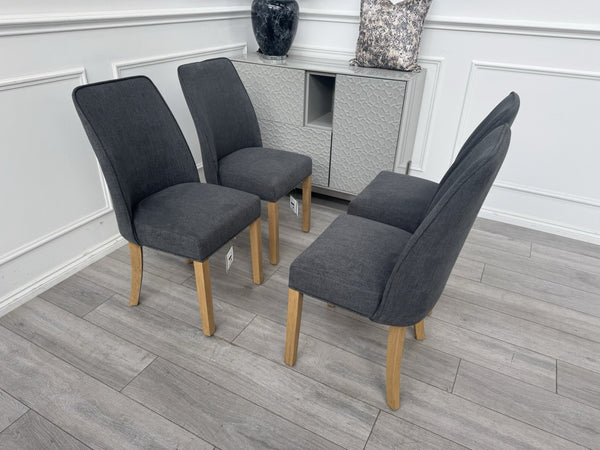 Furniture Village Hamilton Charcoal Fabric Set Of 4 Wooden Dining Chairs1