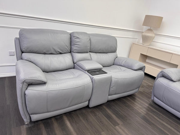 Furniture Village Link Power Recliner 2 Seater + 2x Armchairs Set Grey Leather4