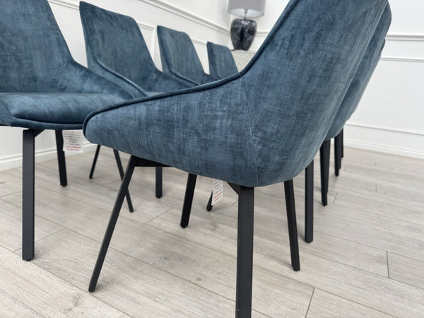 Furniture Village Veja Navy Blue Velvet Set Of 8 Swivel Dining Chairs11