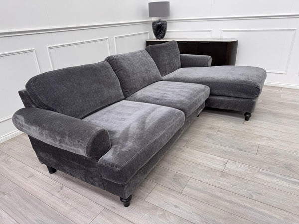 DFS Sydney RHF Corner Sofa Chaise End Charcoal Grey Chenille5