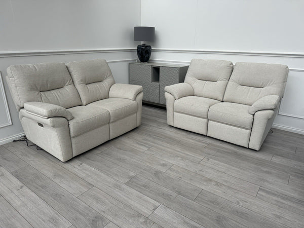 G Plan Seattle Cream Fabric 2+2 Seater Power Recliner Sofa Set0
