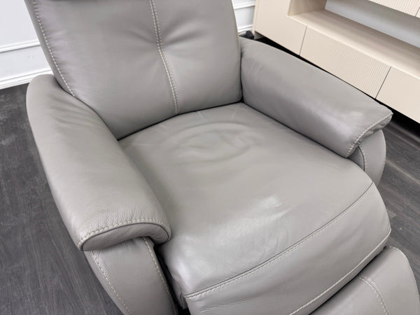 Furniture Village Rowen Grey Leather Armchair Power Recliner+Swivel+Rocking7