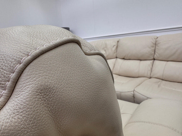 Furniture Village Link 3 + 3 Seater Sofa Set Static Beige Leather5