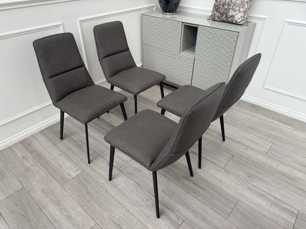 Furniture Village Bodahl Odin Set of 4 Grey Suede Dining Chairs6