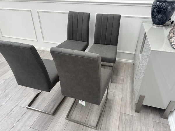 Furniture Village Grigio Set of 4 Grey Suede Dining Chairs3