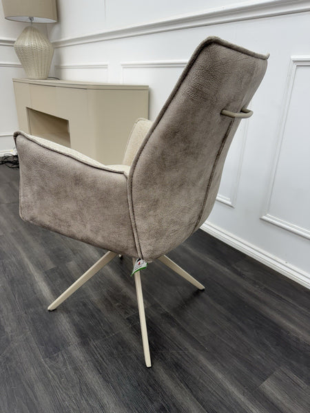 FV Mirage Taupe Beige Fabric Swivel Dining Chair With Arms set of 6 (Delivery)8