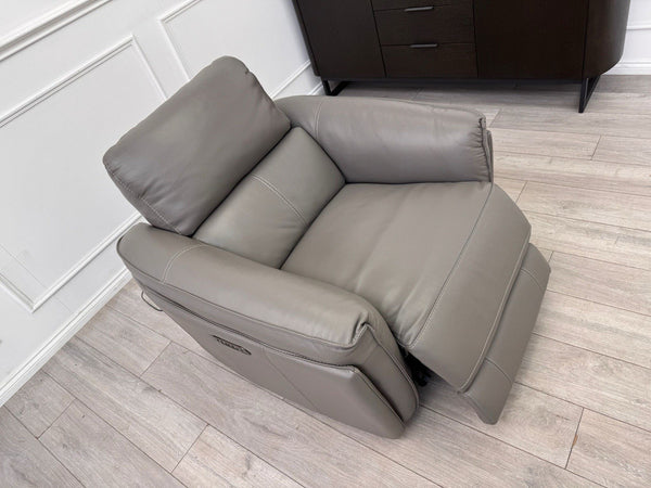 DFS Vixon Power Recliner Armchair Grey Leather + Power Headrest2