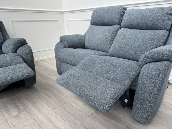 G Plan Kingsbury 2 + 2 Seater Sofa Set Power Recliner Shore Blue11