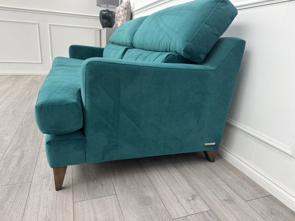 Furniture Village Lounge Co Romilly Teal Velvet Fabric 4 Seater Sofa RRP £219517