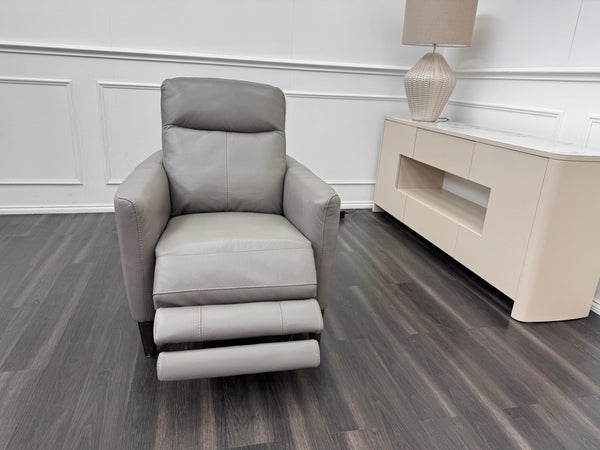 Furniture Village Petit Grey Leather Armchair Power Recliner8