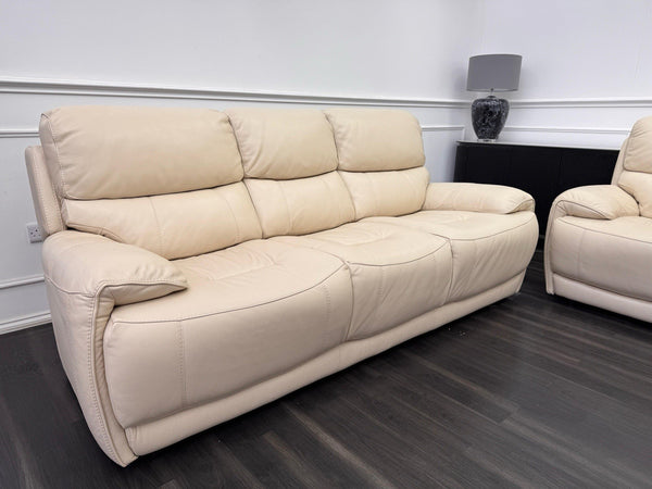 Furniture Village Link 3 + 3 Seater Sofa Set Static Beige Leather2