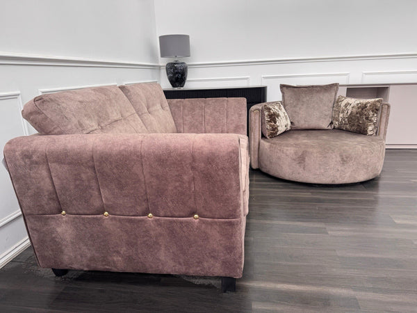 FURNITURE VILLAGE ARIANA 2 Seater Sofa Cuddle Set Classic Back Dapple Chocolate2