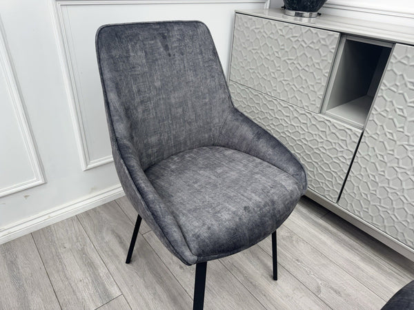 Furniture Village Veja Grey Velvet Set Of 4 Swivel Dining Chairs8