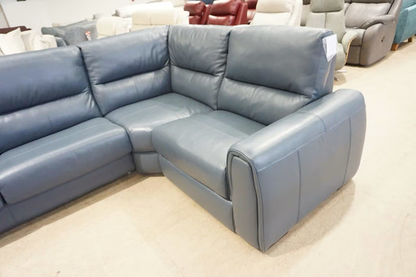FV Flex blue leather Power Recliner 3 piece Corner Sofa Metal Action Sofabed5