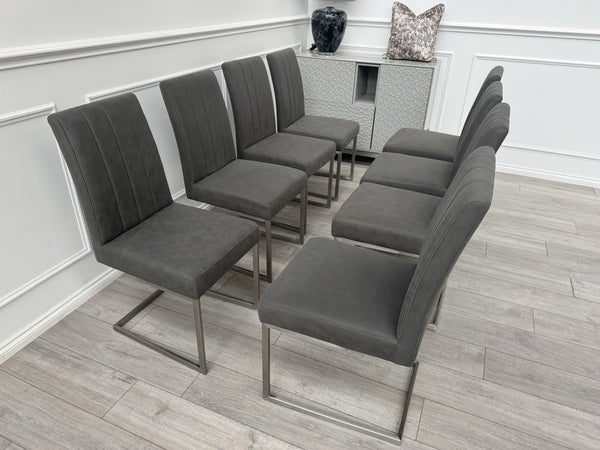 Furniture Village Grigio Set of 8 Grey Suede Dining Chairs7