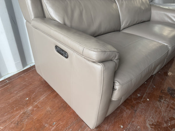 Furniture Village Nicolleti Taupe Leather 3 Seater Sofa Power Recliner Headrest 8
