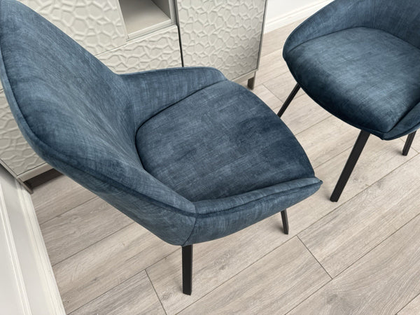 Furniture Village Veja Navy Blue Velvet Pair Of 2 Dining Chairs4